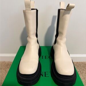 Bottega Veneta Cream and Black Ankle Boots